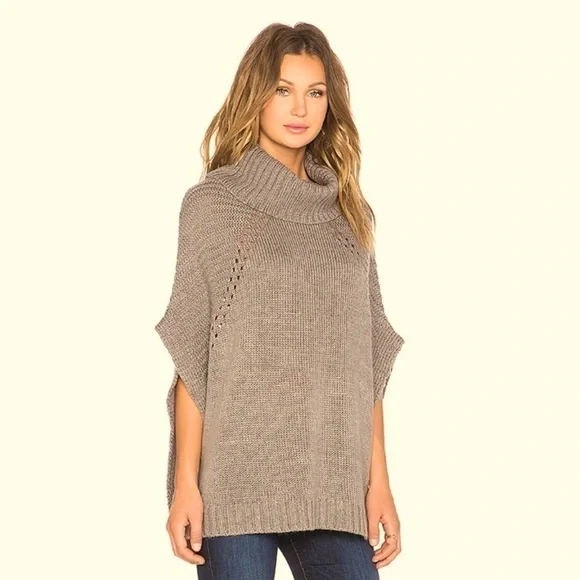 LA Made | Cream Turtleneck Poncho Sweater - Picture 3 of 8